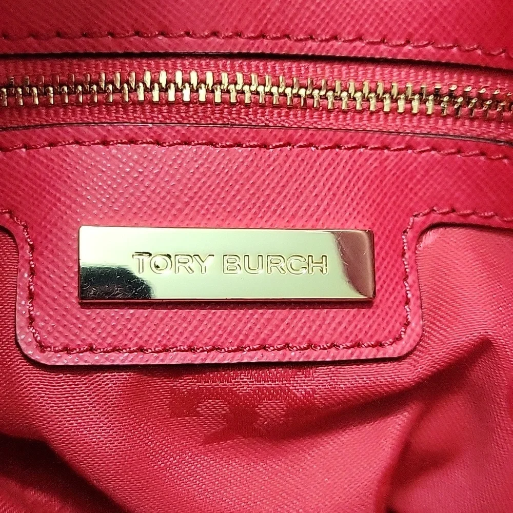 Tory Burch Fuchsia Saffiano Leather Dome Satchel Handbag